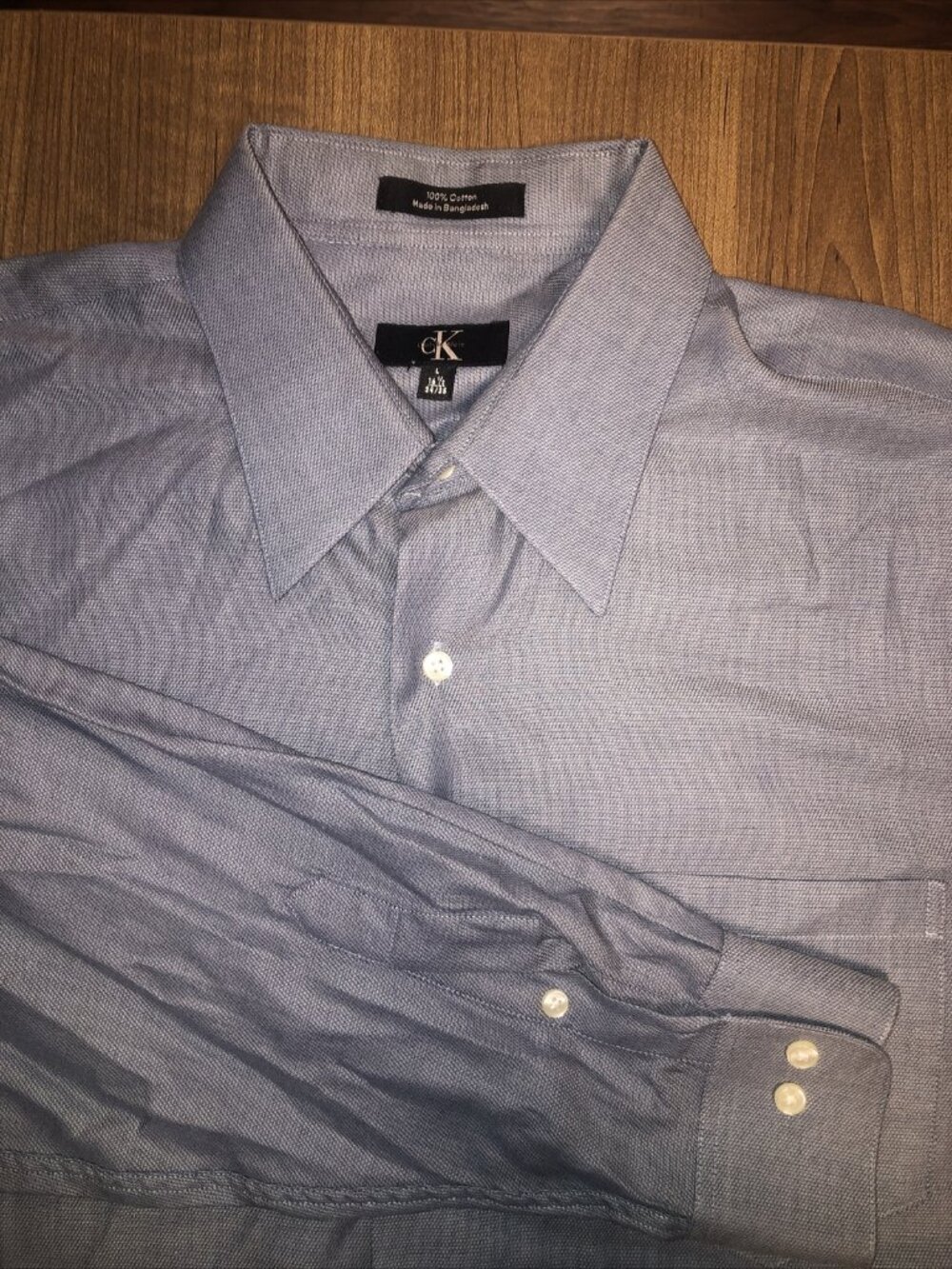 Calvin Klein Button Up Shirt Adult Large Gray White Casual Mens Long Sleeve